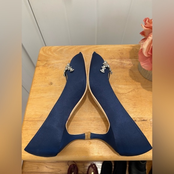 Women’s Fashion Shoes Size 9 Royal  Blue With Rhinestones - Picture 6 of 8